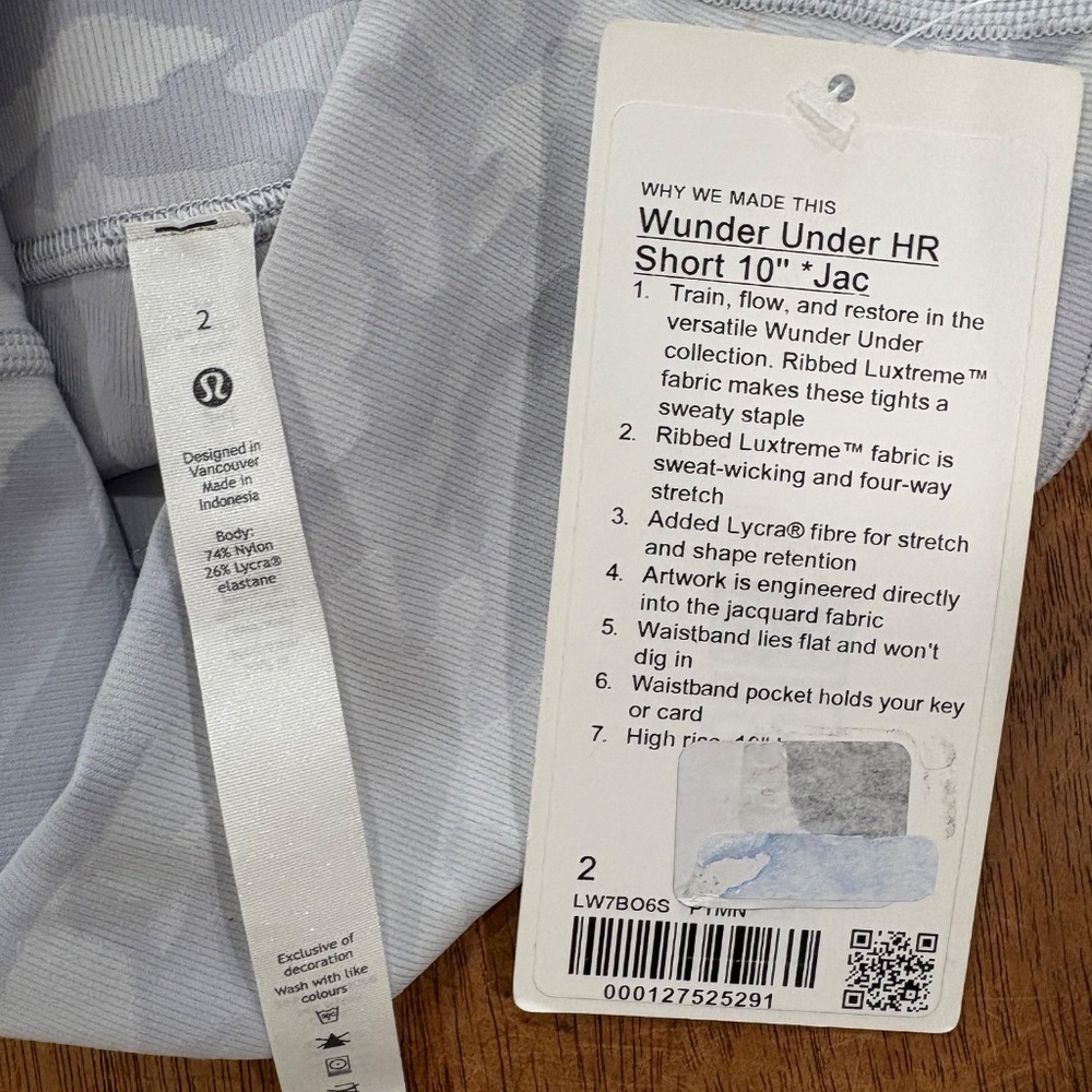Lululemon Wunder Under Short 10" *Ribbed Incognito Camo Jacquard Alpine White St - Picture 7 of 9